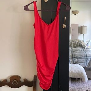 Sexy red scrunched dress